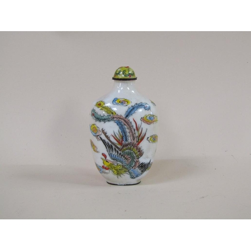 1343 - ORIENTAL ENAMEL SCENT BOTTLE AND STOPPER