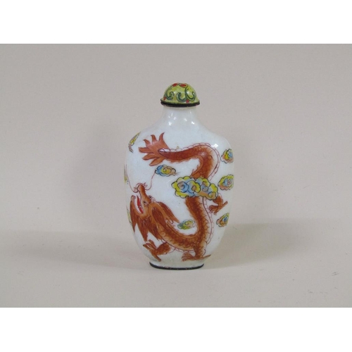 1343 - ORIENTAL ENAMEL SCENT BOTTLE AND STOPPER