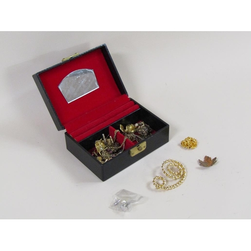 1350 - BOX OF COSTUME JEWELLERY TO INC. GILT METAL NECKLACES