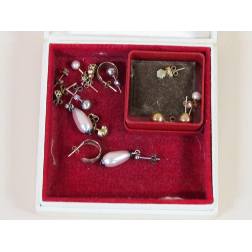 1312 - BOX OF GOLD, GILT METAL AND OTHER EARRINGS