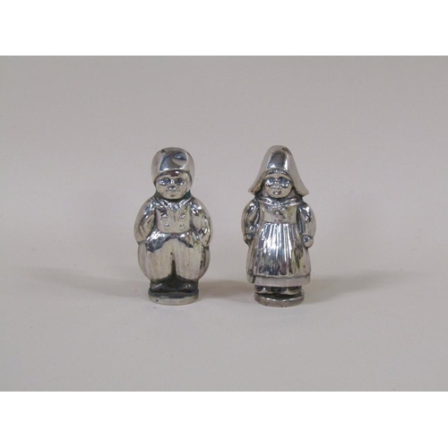 1317 - PAIR OF CONTINENTAL SILVER (MARKED 830S) MAKERS MARK HJ FOR HANS JANSEN SILVER PEPPERS IN THE FORM O... 