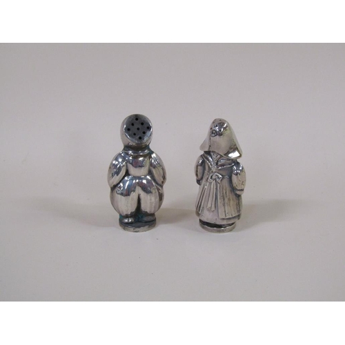 1317 - PAIR OF CONTINENTAL SILVER (MARKED 830S) MAKERS MARK HJ FOR HANS JANSEN SILVER PEPPERS IN THE FORM O... 