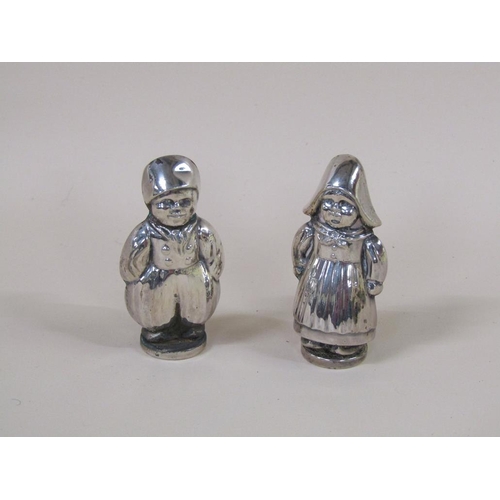 1317 - PAIR OF CONTINENTAL SILVER (MARKED 830S) MAKERS MARK HJ FOR HANS JANSEN SILVER PEPPERS IN THE FORM O... 