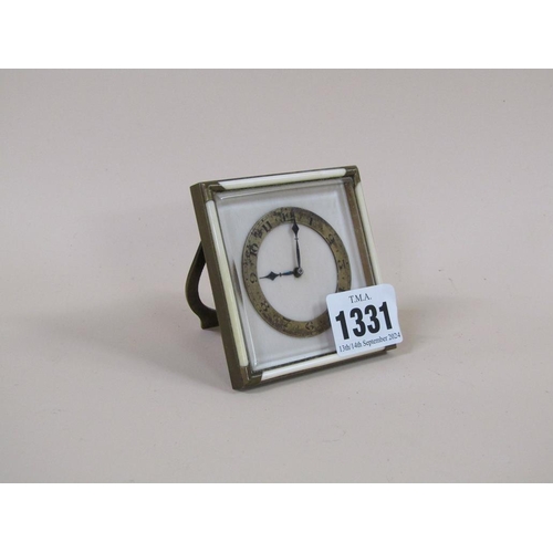 1331 - FRENCH BRASS FRAMED DESK CLOCK