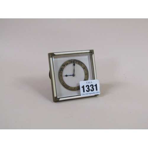 1331 - FRENCH BRASS FRAMED DESK CLOCK