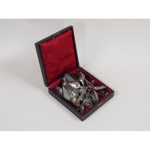 1340 - BOX OF ASSORTED SILVER SPOONS PLUS SUGAR NIPS ETC. APPX 4.5ozt