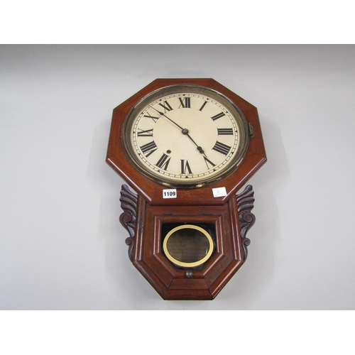 1109 - VICTORIAN MAHOGANY CASED WALL CLOCK 40 cms W