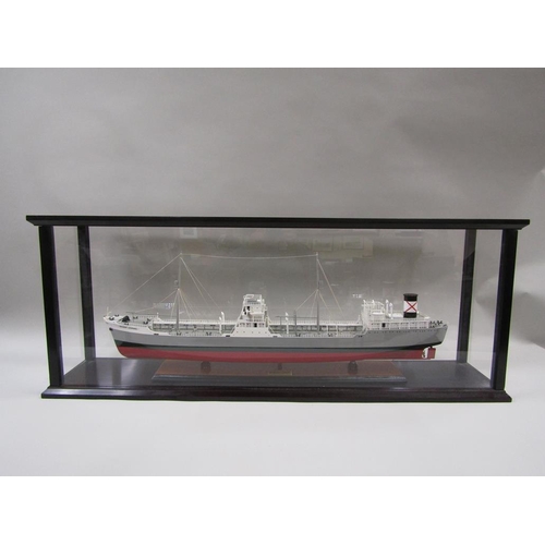 1116 - HAND BUILT MODEL OF SHIP MV REGENT LEOPARD, CASE 115cms W