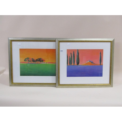 1015 - TWO FRAMED COLOURED PRINTS - TUSCAN LANDSCAPES, 32CM X 42CM