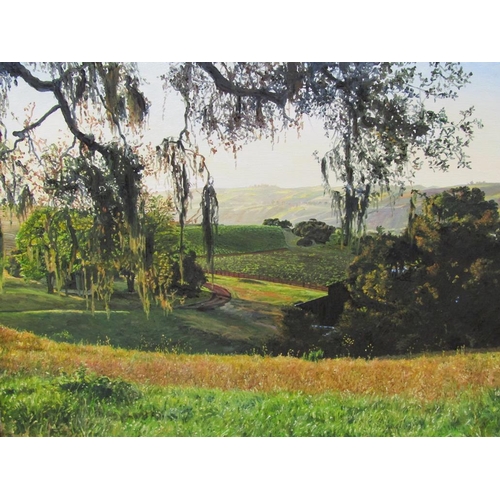 1019 - BOYD & EVANS - TALINDA OAKS EVENING I & II, PAIR, OIL ON CANVAS, EACH APPROX. 61CM X 76CM