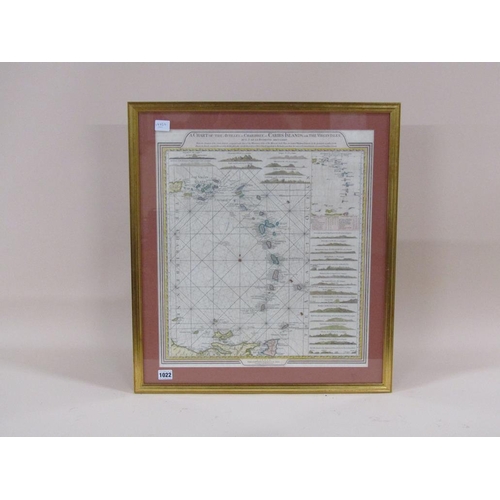 1022 - CHART OF THE ANTILLES OR CARIBS ISLANDS, MAP PUBLISHED BY WILLIAM FADEN, F/G, 52CM X 46CM