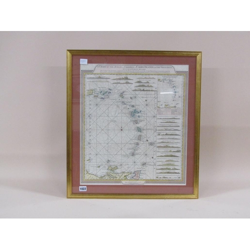 1022 - CHART OF THE ANTILLES OR CARIBS ISLANDS, MAP PUBLISHED BY WILLIAM FADEN, F/G, 52CM X 46CM