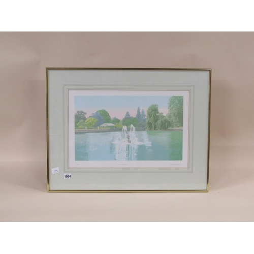 1054 - ELIZABETH BENNANT - SUMMER REFLECTION, FRAMED COLOURED PRINT, 30CM X 49CM