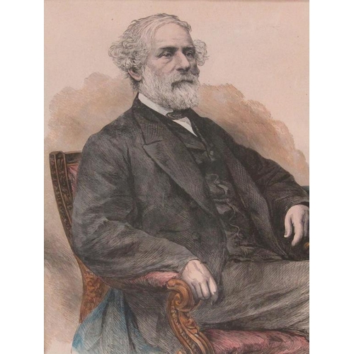 1055 - COLOURED PRINT - GENERAL ROBERT E LEE, F/G, 28CM X 22CM