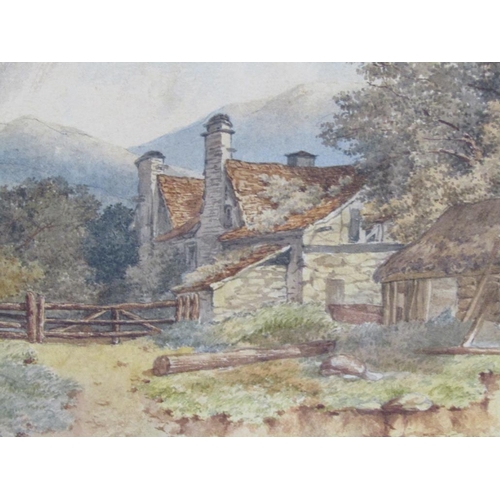 1057 - UNSIGNED LATE 19C/EARLY 20C - THE OLD WATERMILL & FARMYARD CONSTRUCTION, WATERCOLOURS, F/G, 15CM X 2... 