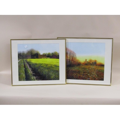 1059 - PAUL EVANS - THE YELLOW FIELD SUFFOLK, AUTUMN LIGHT; PETER DAWSON - THE MANSION - SIGNED COLOURED PR... 