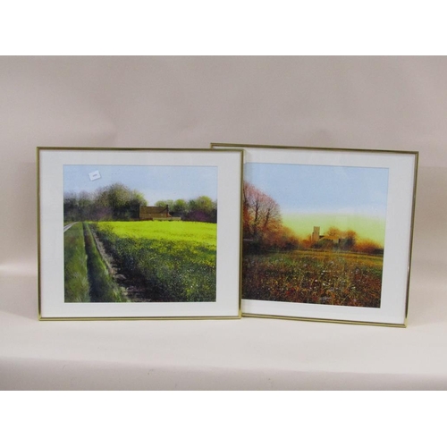 1059 - PAUL EVANS - THE YELLOW FIELD SUFFOLK, AUTUMN LIGHT; PETER DAWSON - THE MANSION - SIGNED COLOURED PR... 