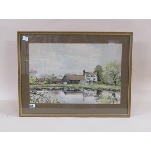 1067 - HARRY SHELDON - WATER END, SIGNED WATERCOLOUR, F/G, 36CM X 54CM