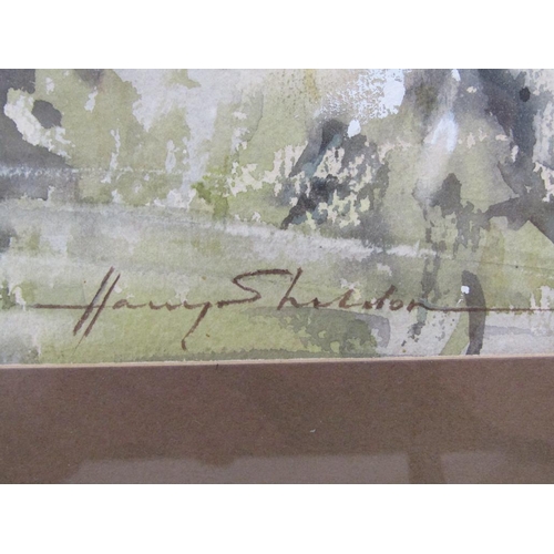 1067 - HARRY SHELDON - WATER END, SIGNED WATERCOLOUR, F/G, 36CM X 54CM