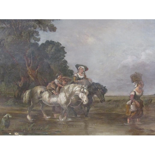 1070 - SIGNED IN MONO 19C - YOUNG RIDER ON A WHITE HORSE, OIL ON CANVAS, FRAMED, 49CM X 74CM