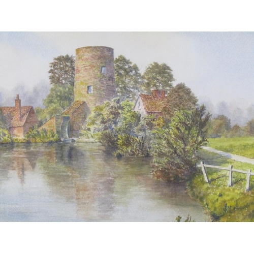 1075 - PAIR OF F/G WATERCOLOURS BY K BUCKMAN - THE WATERMILL & THE CHURCH BY RIVER