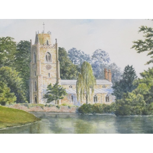 1075 - PAIR OF F/G WATERCOLOURS BY K BUCKMAN - THE WATERMILL & THE CHURCH BY RIVER