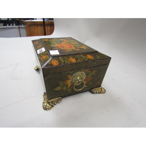 1188 - 19c JEWELLERY BOX WITH FLORAL AND INSET DECORATION 26cms W