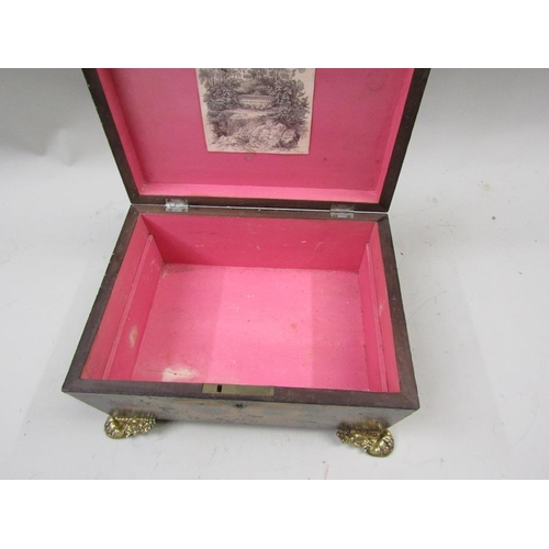 1188 - 19c JEWELLERY BOX WITH FLORAL AND INSET DECORATION 26cms W