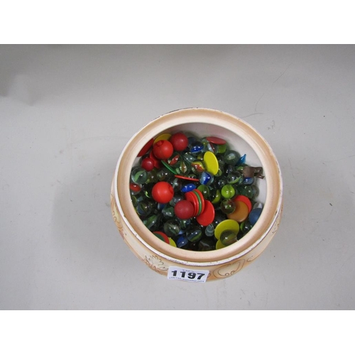 1197 - POT OF VINTAGE MARBLES