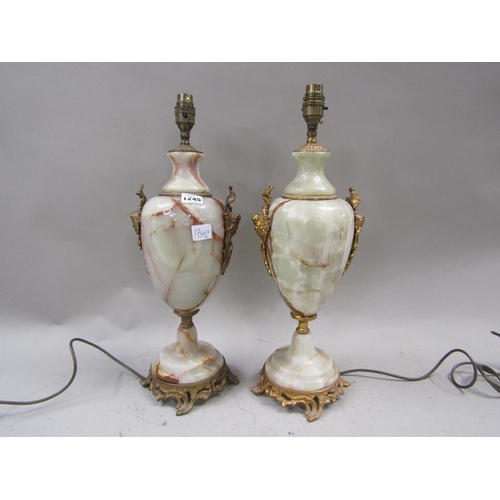 1245 - PAIR OF ALABASTER GILT MOUNTED TABLE LAMPS 50cms H