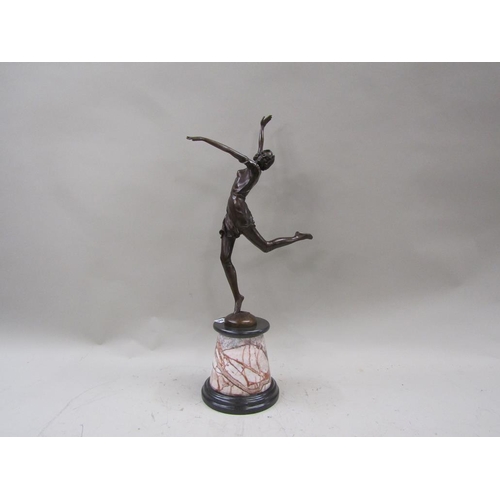 1284 - BRONZE FIGURE OF AN ART DECO GIRL - 68cms H