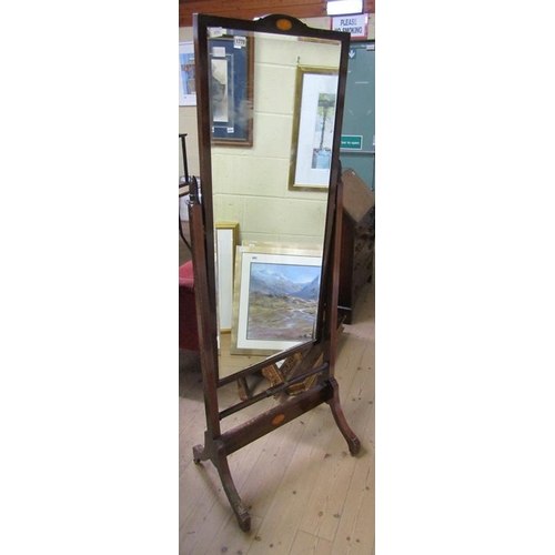 1770 - EDWARDIAN INLAID CHEVAL MIRROR, 62CM W, 170CM H