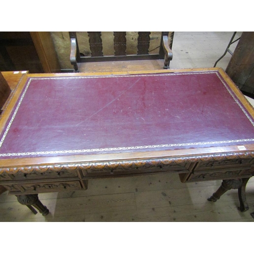 1771 - VICTORIAN OAK LEATHER TOP DESK