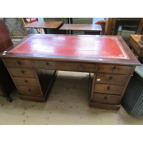 1774 - VICTORIAN LEATHER TOP PEDESTAL DESK, 138CM W, 74CM H