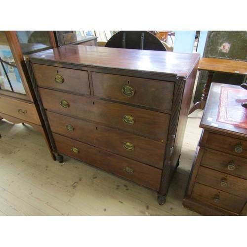 1776 - GEORGIAN MAHOGANY CHEST OF TWO SHORT AND THREE LONG DRAWERS, 108CM W, 102CM H