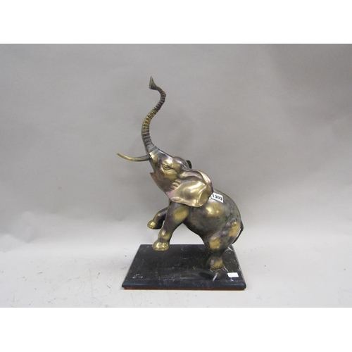 1303 - LARGE CAST BRONZED MODEL OF AN ELEPHANT 47cms H