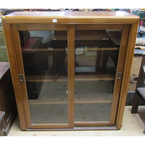 1781 - 1920'S GLAZED BOOKCASE WITH SLIDING DOORS