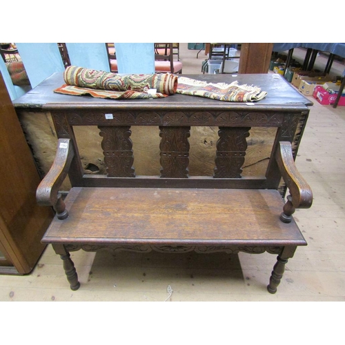 1782 - VICTORIAN CARVED OAK BENCH