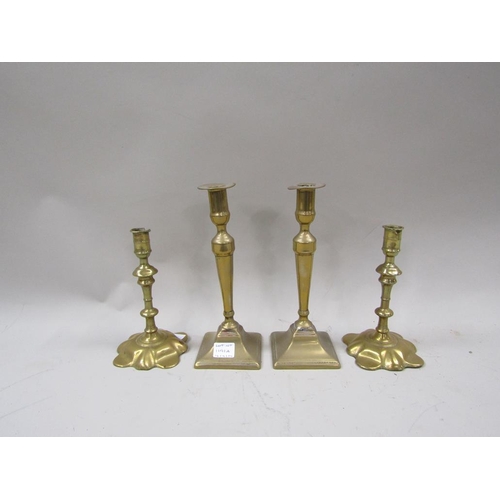 1191A - FOUR 19C BRASS CANDLESTICKS