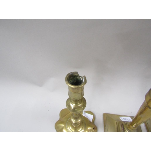 1191A - FOUR 19C BRASS CANDLESTICKS