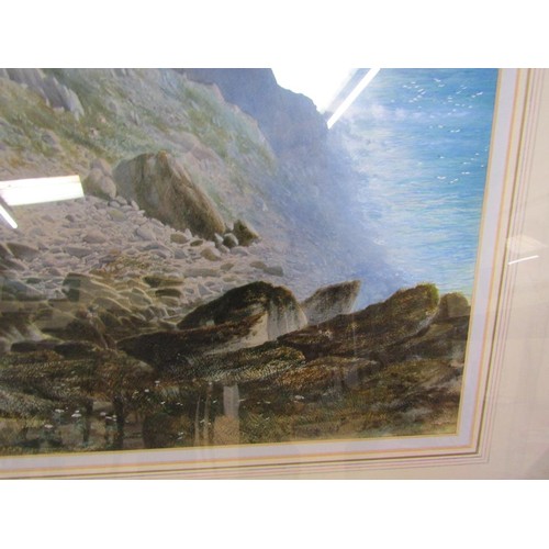 1011 - SIGNED WRIGHT (POSSIBLY RICHARD HENRY WRIGHT 1857/1930) - SHEEP ON A ROCKY CLIFF, SIGNED WATERCOLOUR... 