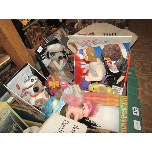 312 - QTY OF TOYS - MY LITTLE PONY, LITTLE BRITAIN TOY ETC