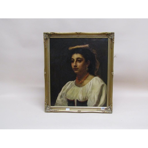 1303 - B FOLKARD - PORTRAIT OF A LADY IN SPANISH COSTUME, OIL ON CANVAS, FRAMED, 50CM X 49CM