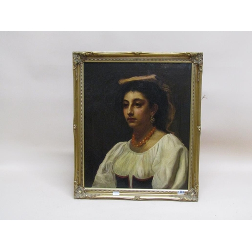 1303 - B FOLKARD - PORTRAIT OF A LADY IN SPANISH COSTUME, OIL ON CANVAS, FRAMED, 50CM X 49CM