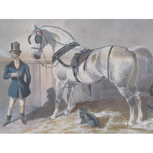 1306 - AFTER THE PAINTING BY J F HERRING SNR - THE CAB HORSE ST JAMES AND ST GILES, OXFORD FRAMED COLOURED ... 