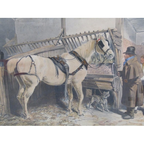 1306 - AFTER THE PAINTING BY J F HERRING SNR - THE CAB HORSE ST JAMES AND ST GILES, OXFORD FRAMED COLOURED ... 