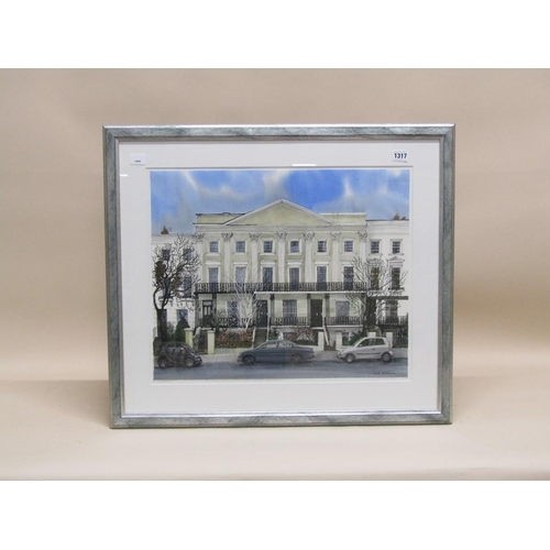 1317 - DAVID GENTLEMAN - LONDON MANSION , SIGNED WATERCOLOUR, F/G, 46CM X 56CM