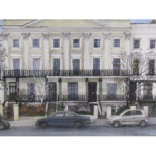 1317 - DAVID GENTLEMAN - LONDON MANSION , SIGNED WATERCOLOUR, F/G, 46CM X 56CM