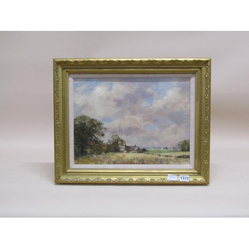 1319 - OWEN WATERS - AUTUMN LANDSCAPE, SIGNED OIL ON BOARD, FRAMED, 30CM X 40CM