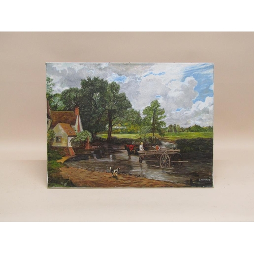 1339 - J MAYNARD - TWO OILS - RIVERSIDE SCENE & MANSION, UNFRAMED, 46CM X 62CM